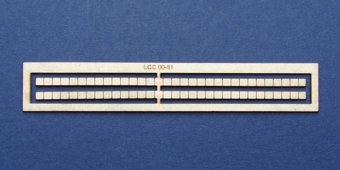 LCC 00-81 OO gauge overbridge parapet top brick strip Kit of 2 brick strips for top of the overbridge parapet.
